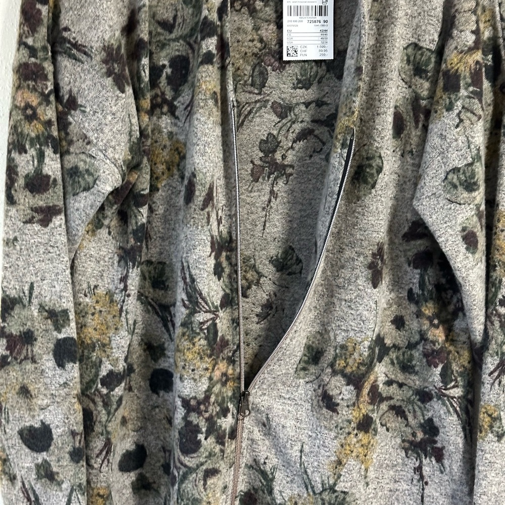 NWT ULLA POPKEN zip Up Sweater Size 12/14 Grays, Maroon & Green Very Soft. - Picture 7 of 11